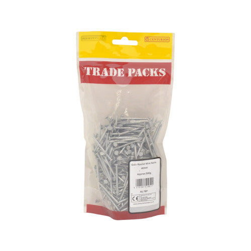 Round Wire Nails - Galvanised - 40mm - (500g Pack)