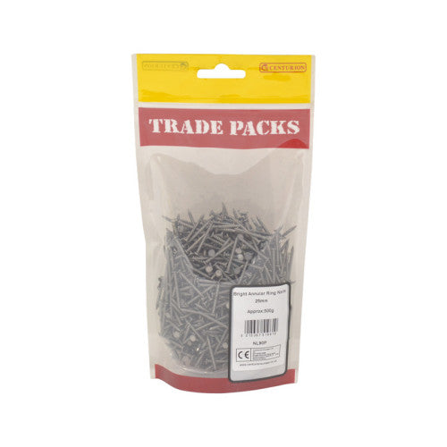 Bright Annular Ring Nails - Steel - 25mm - (500g Pack)