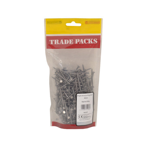 Bright Annular Ring Nails - Steel - 40mm - (500g Pack)