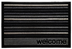 Primeur Scrape 'N' Sorb Door Mat 40 x 60cm Welcome Stripe Grey