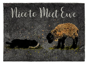 Bree Merryn Luxury Washable Mat 50 x 75cm Nice to Meet Ewe Light Grey
