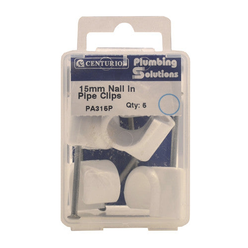 15mm Plastic Nail In Pipe Clips (Pack of 5)