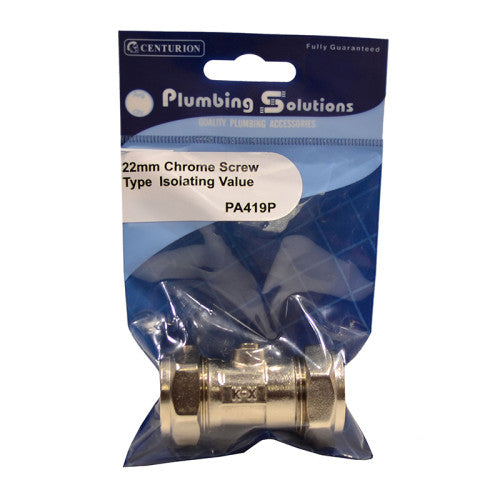 22mm Isolating Value - Screw Type Shut Off - Chrome