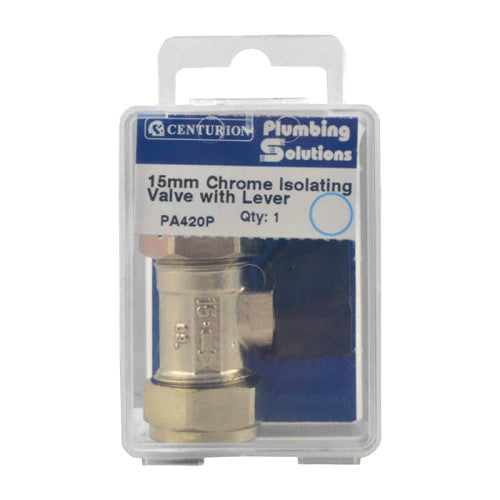 15mm Isolating Valve with Lever - Chrome