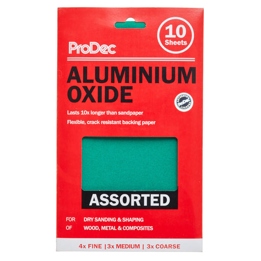 ProDec Green Aluminium Oxide Assorted 10pk sheets, 230mm x 140mm
