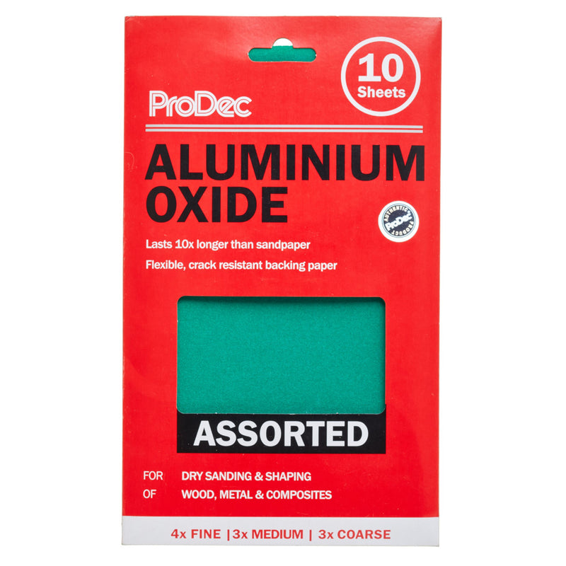 ProDec Green Aluminium Oxide Assorted 10pk sheets, 230mm x 140mm