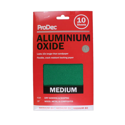 ProDec Green Aluminium Oxide Medium 10pk sheets, 230mm x 140mm