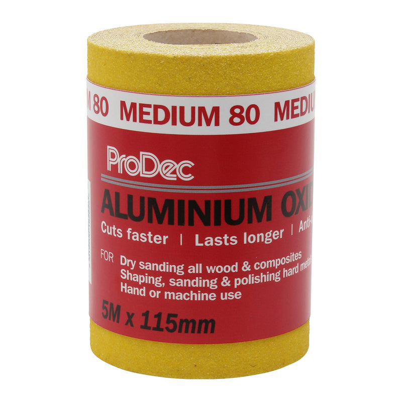 ProDec Yellow Aluminium Oxide 50m Roll 80 Grit Medium Grade