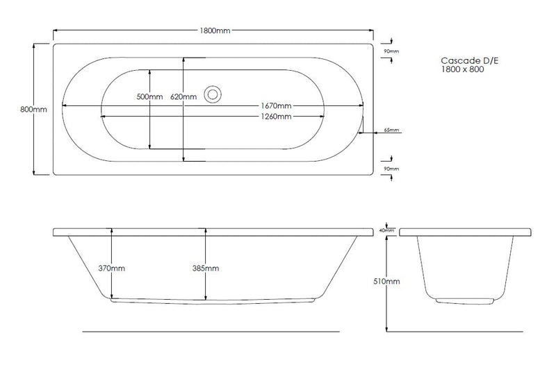 Onyx 1800mm x 800mm Double Ended Bath