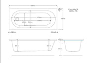 Excel Geode 1600mm x 700mm Single Ended Bath