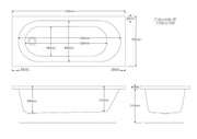 Excel Geode 1700mm x 700mm Single Ended Bath
