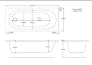 Excel Geode 1700mm x 750mm Single Ended Bath