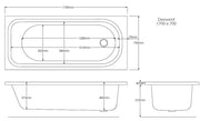 Saxon 1700mm x 700mm Gripped Bath