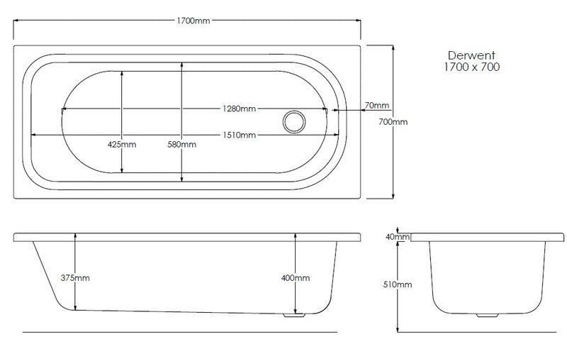 Saxon 1700mm x 700mm Gripped Bath