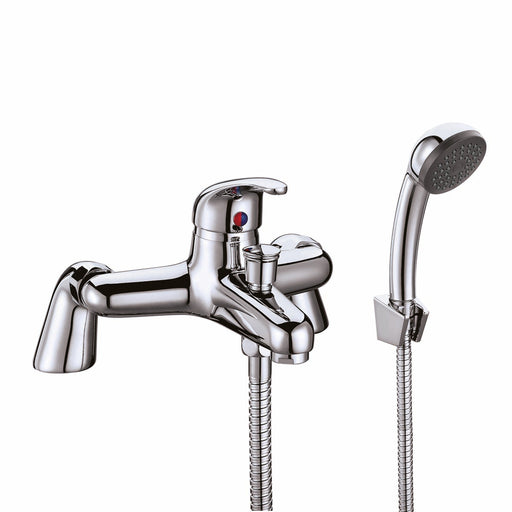 UPSILON CHROME BATH SHOWER MIXER 2TH INCL. SLIDE RAIL & HEAD / WAND. NO BATH WA