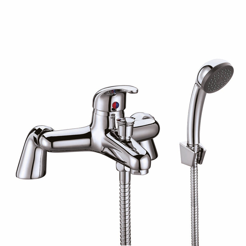 UPSILON CHROME BATH SHOWER MIXER 2TH INCL. SLIDE RAIL & HEAD / WAND. NO BATH WA