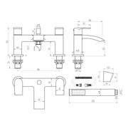 PSI BLACK ELECTROPLATED BATH SHWR MIXR 2TH INC SLIDE RAIL & HEAD / WAND. NO BAT