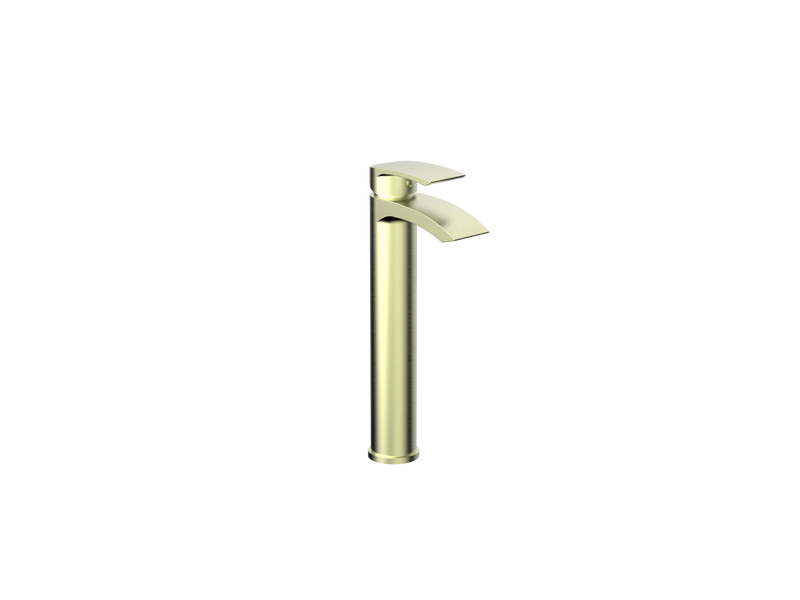 PSI BRUSHED BRASS PVD TALL MONO BASIN      MIXER FOR COUNTERTOP BASINS