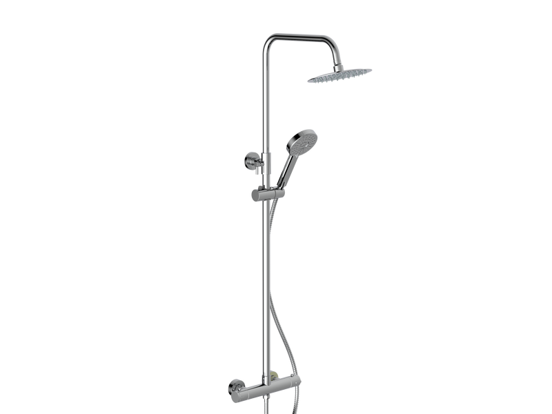 Oasis Column Shower w/ Rail, Hose & Round Head - Chrome