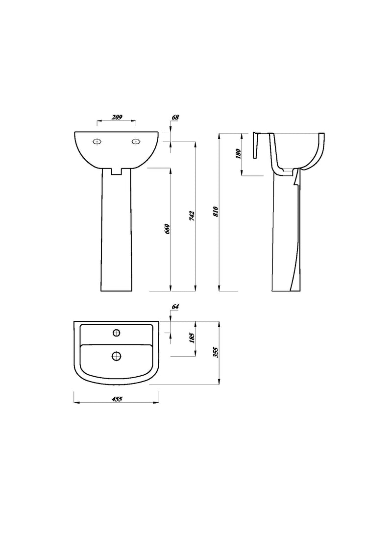 Glade 455mm x 355mm 1 Tap Hole Basin - White