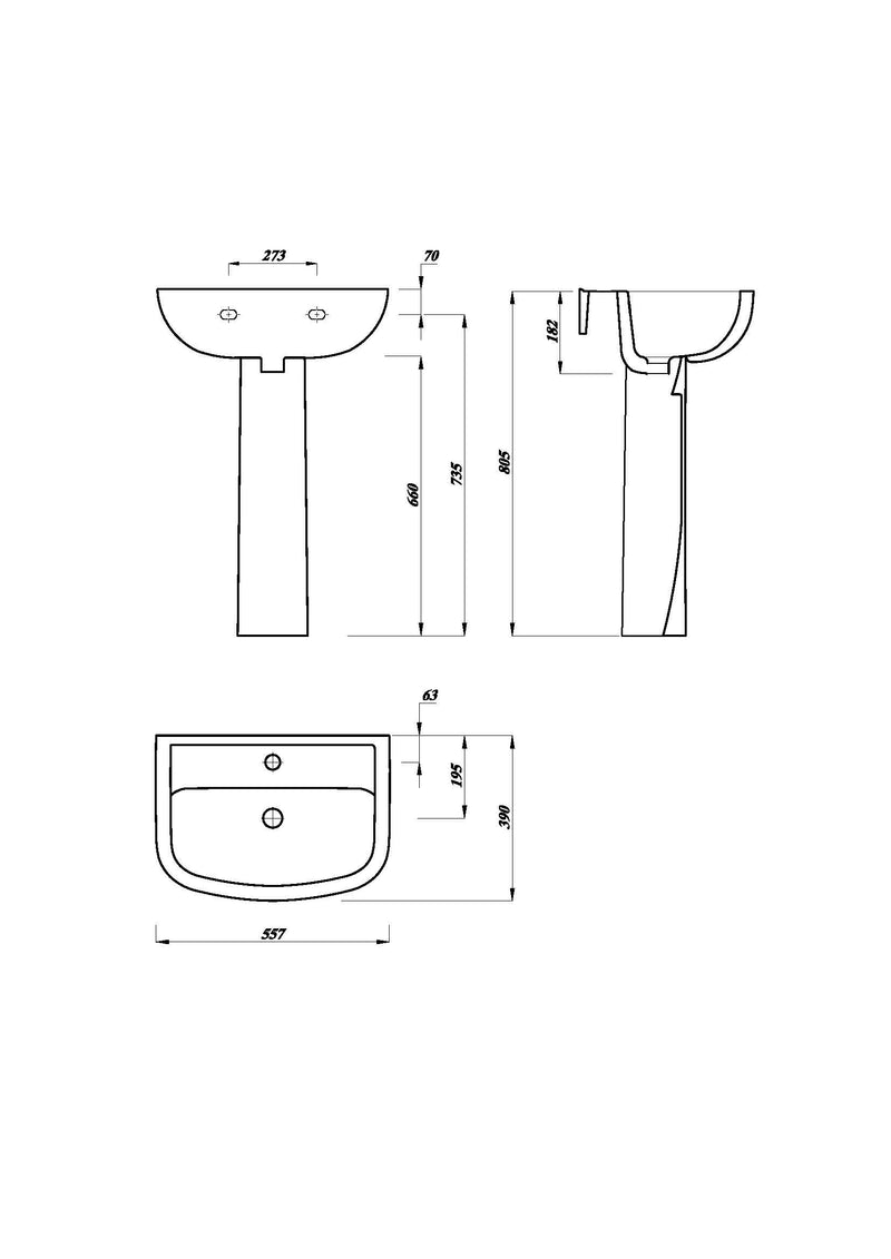 Glade 550mm x 390mm 1 Tap Hole Basin - White