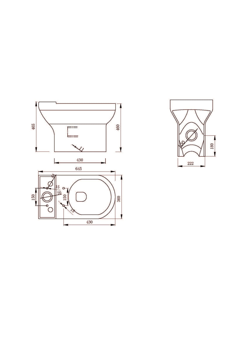 Glade Round 460mm x 645mm x 360mm Comfort Height Close Coupled Open Back WC Pan - White