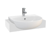 Drift 550mm x 490mm Round Semi Recessed 1 Tap Hole Basin - White