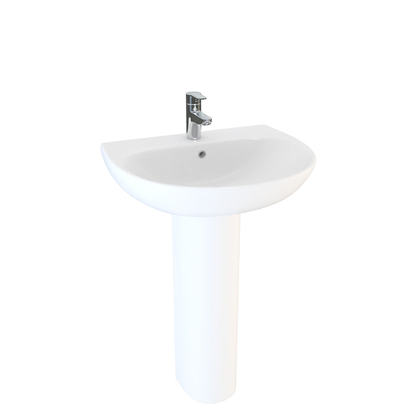 Drift 550mm x 460mm Round 1 Tap Hole Basin - White