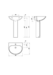 Drift 550mm x 460mm Round 1 Tap Hole Basin - White
