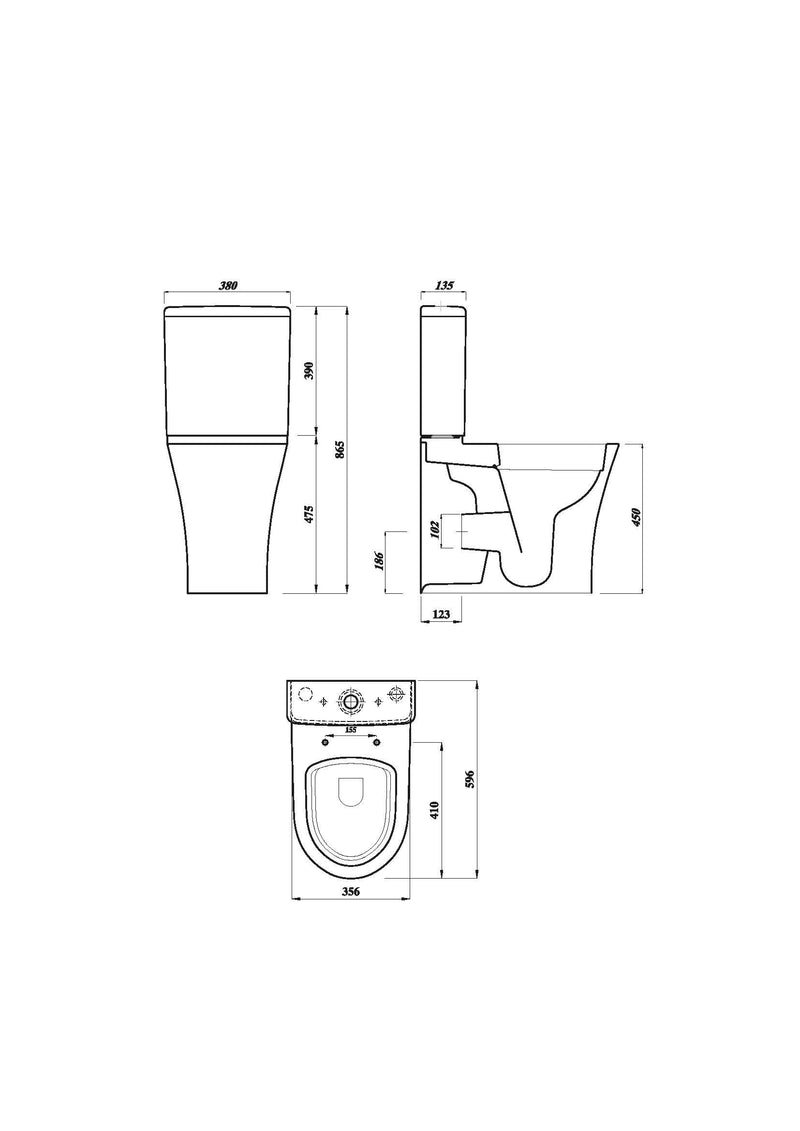 Drift 450mm x 600 x 360mm Rimless Closed Back Comfort Height Close Coupled Pan - White