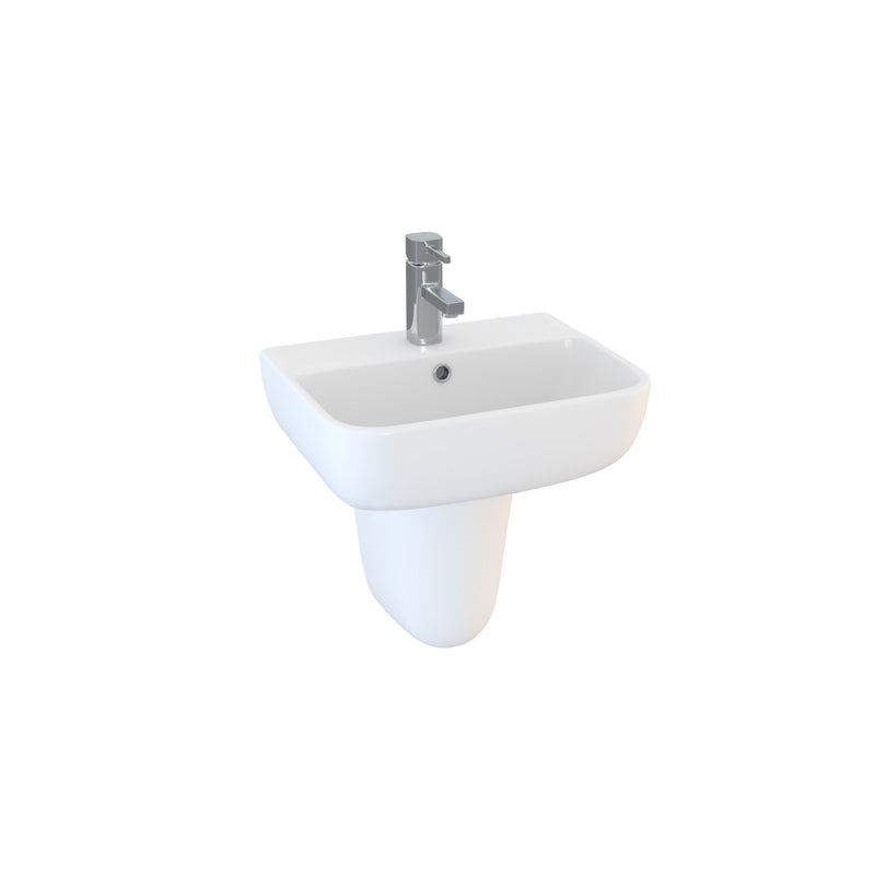 Eclipse 450mm x 350mm Thin Lipped Square 1 Tap Hole Basin