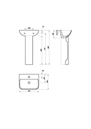 Eclipse 450mm x 350mm Thin Lipped Square 1 Tap Hole Basin