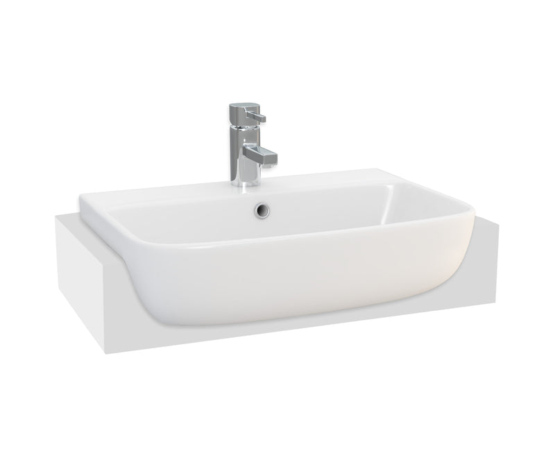Eclipse 550mm x 395mm Square Semi Recessed 1 Tap Hole Basin