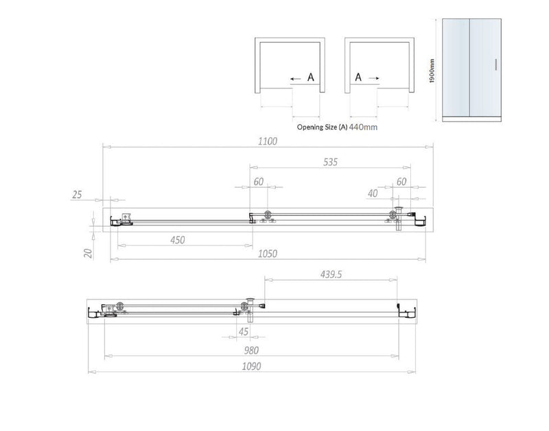 Belmont 6mm x 1100mm Sliding Shower Door