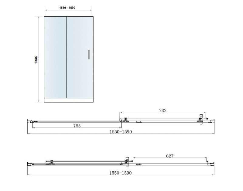 Belmont 6mm x 1600mm Sliding Shower Door