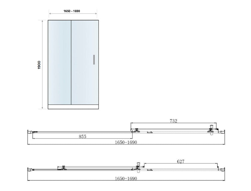 Belmont 6mm x 1700mm Sliding Shower Door