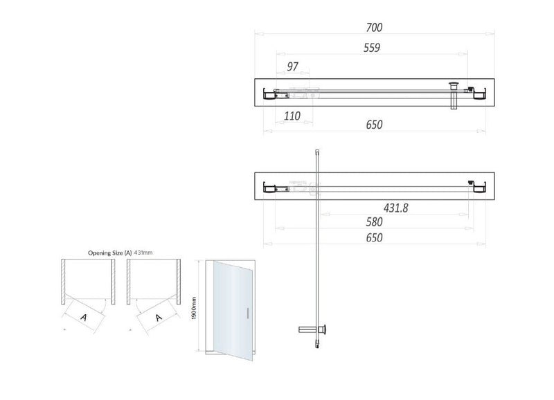 Belmont 6mm x 700mm Pivot Shower Door