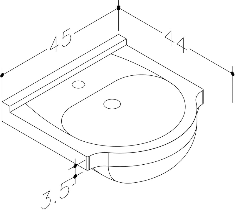 Echo 450mm 1 Tap Hole Ceramic Washbasin