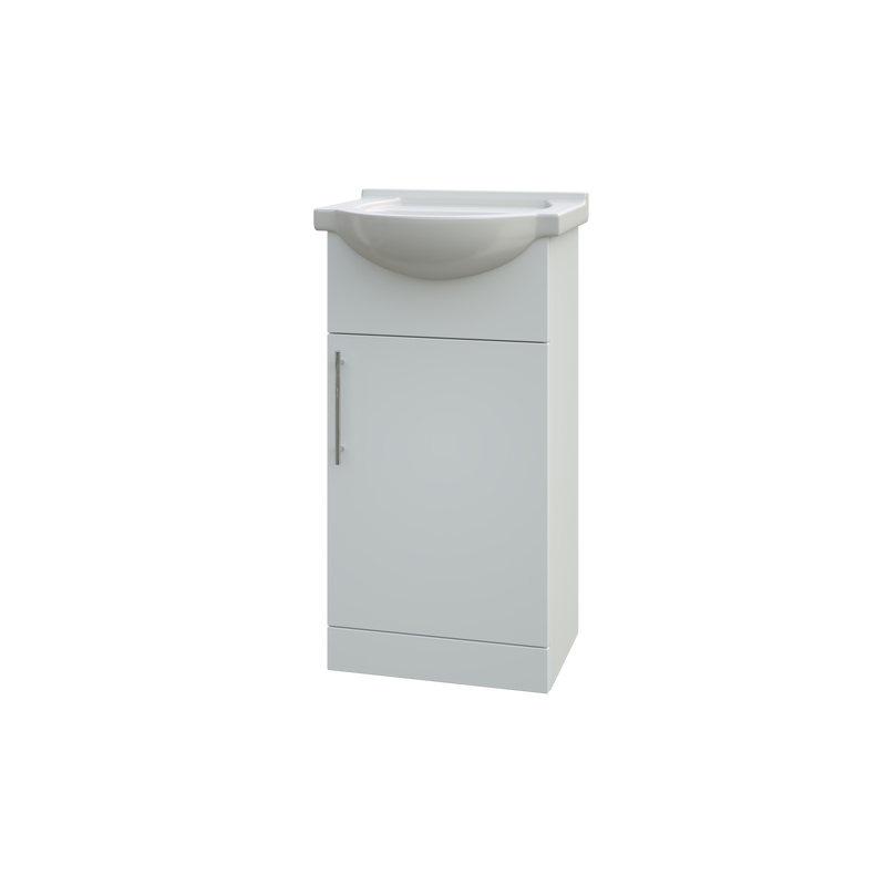 Echo 450mm x 850mm x 300mm Floorstanding 1 Door Cloakroom Vanity Unit w/ Handles - Gloss White