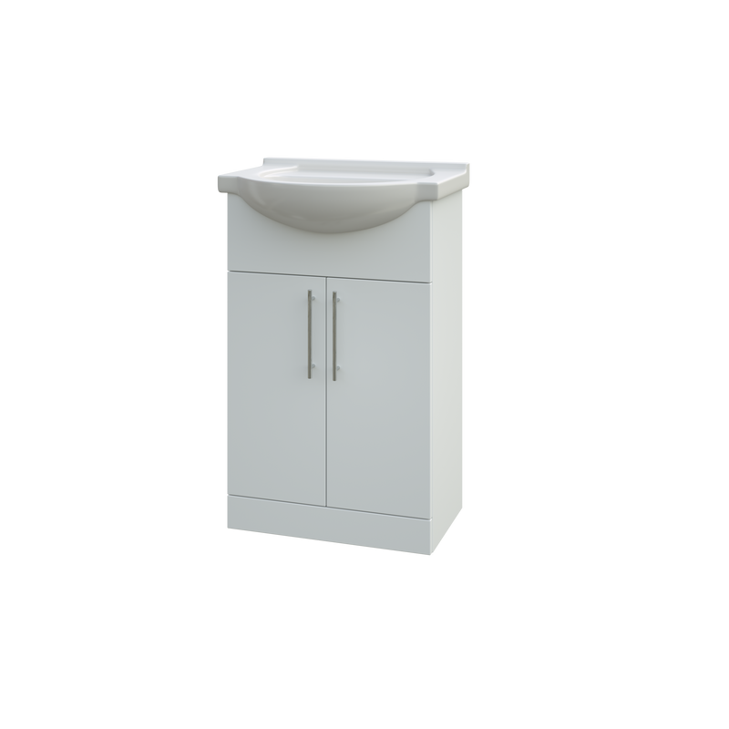 Echo 515mm x 845mm x 305mm 2 Door Floorstanding Vanity Unit w/ Handles Included - Gloss White