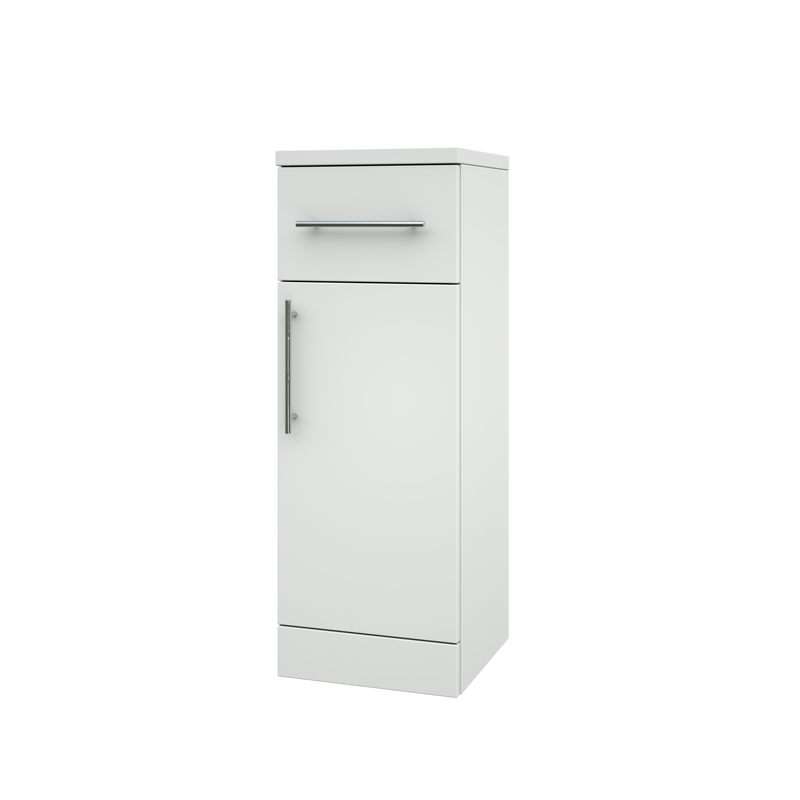 Echo 300mm x 850mm x 300mm 1 Door & 1 Drawer Cloakroom Vanity Unit w/ Handles - Gloss White