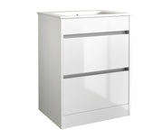 Thalia 590mm x 830mm x 455mm 2 Drawer Floorstanding Vanity Unit - Matt White