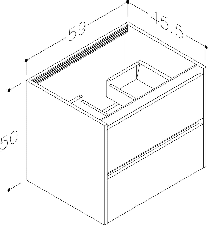 Thalia 590mm x 500mm x 455mm 2 Drawer Wall Mounted Vanity Unit - Matt White