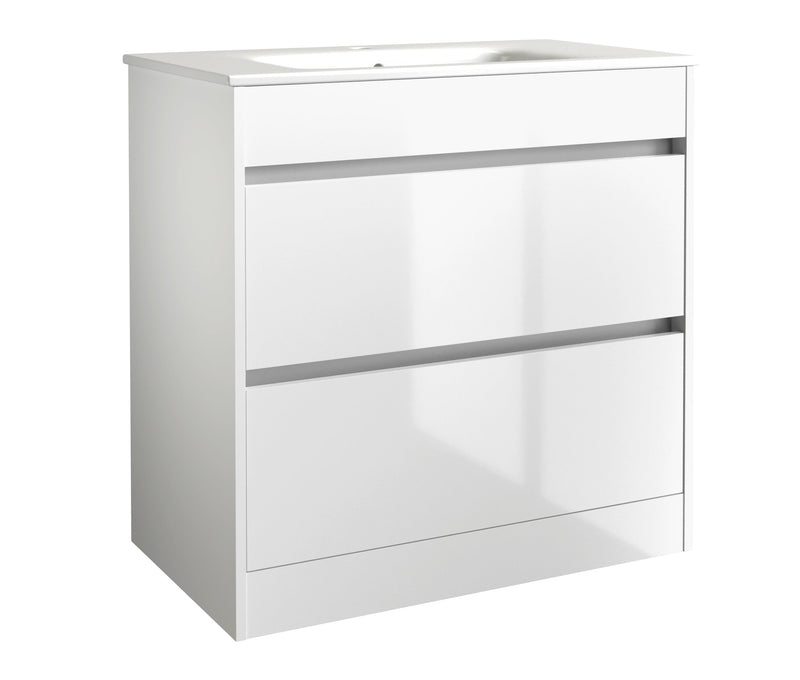 Thalia 790mm x 830mm x 455mm 2 Drawer Floorstanding Vanity Unit - Matt White