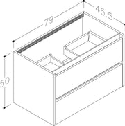 Thalia 790mm x 500mm x 455mm 2 Drawer Wall Mounted Vanity Unit - Matt White