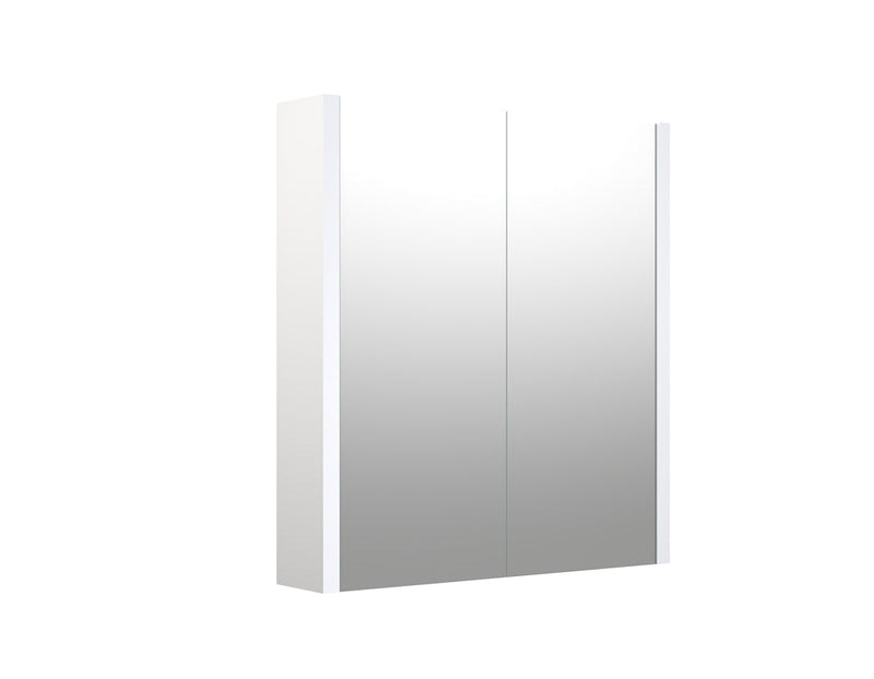 Thalia 580mm x 650mm 2 Door Mirror Cabinet w/ Glass Shelves - Matt White