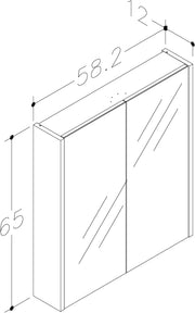 Thalia 580mm x 650mm 2 Door Mirror Cabinet w/ Glass Shelves - Matt White