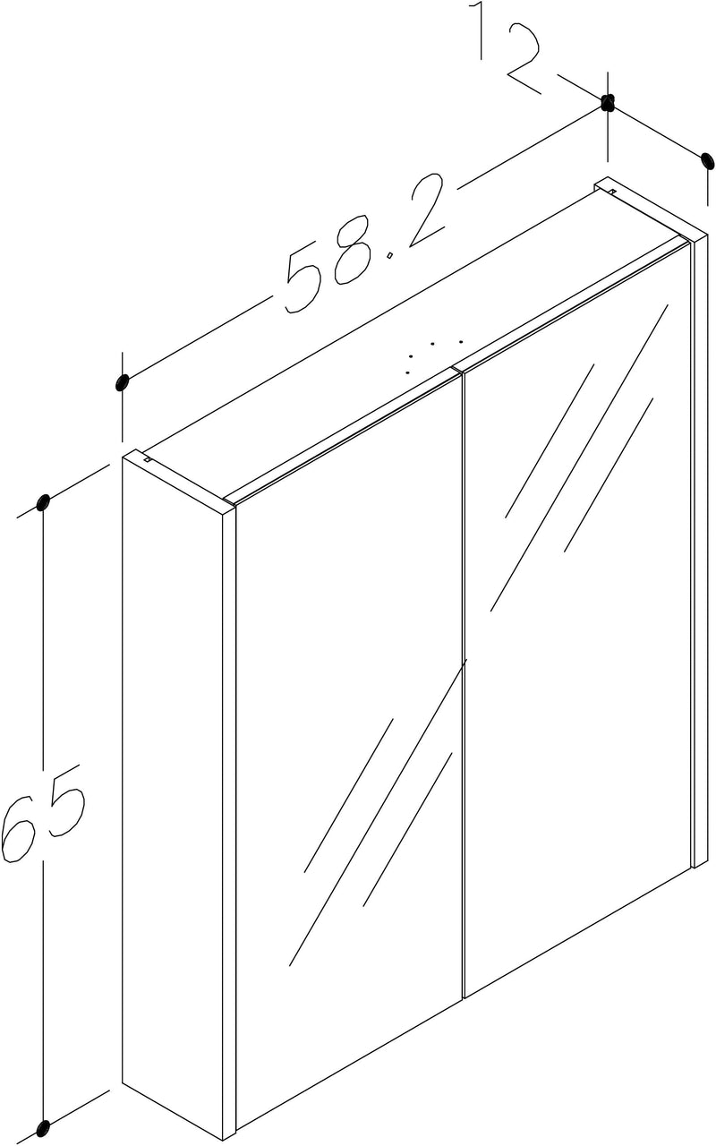 Thalia 580mm x 650mm 2 Door Mirror Cabinet w/ Glass Shelves - Matt White