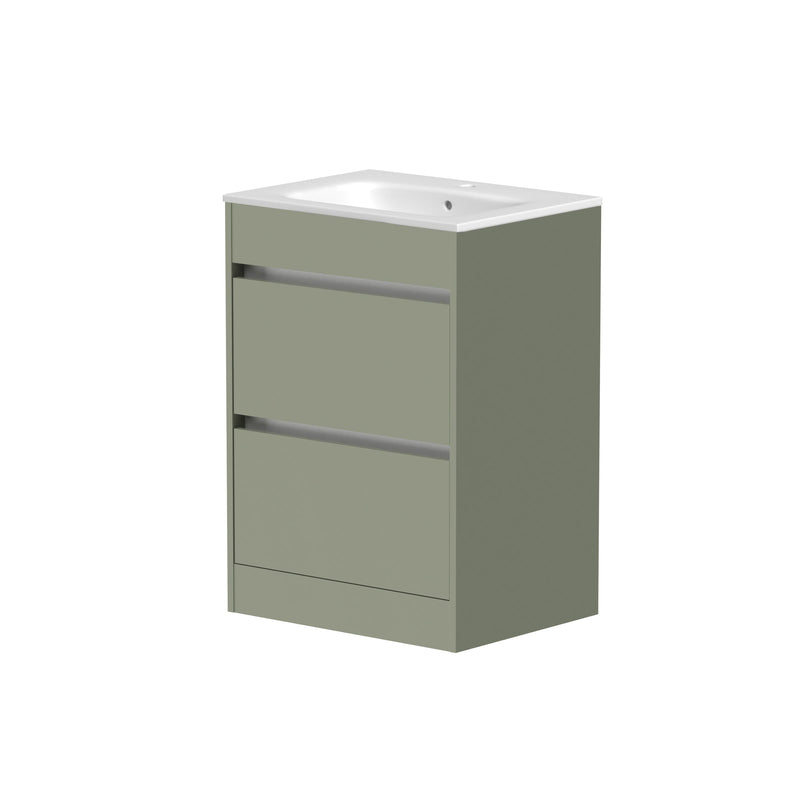 Thalia 590mm x 830mm x 455mm 2 Drawer Floorstanding Vanity Unit - Savannah Green