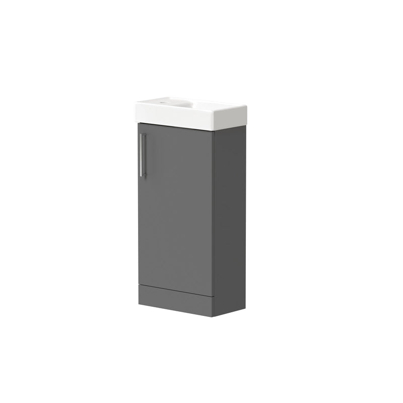 Thalia 400mm x 810mm x 220mm Floorstanding Cloakroom Vanity Unit w/ 1 Tap hole Basin & Handles - Matt Grey